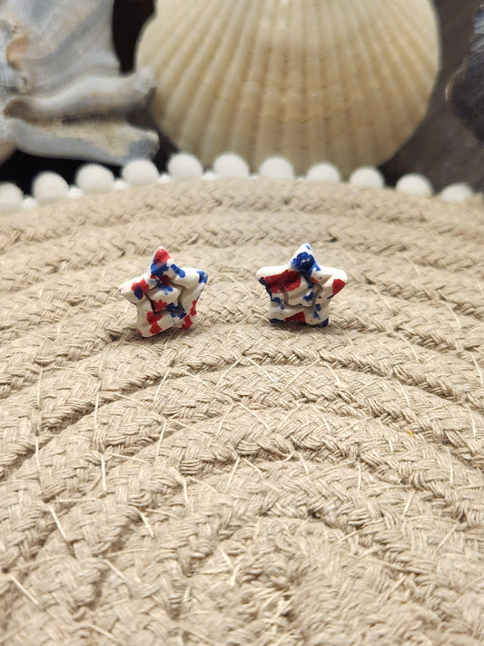 Red White and Blue Star Studs