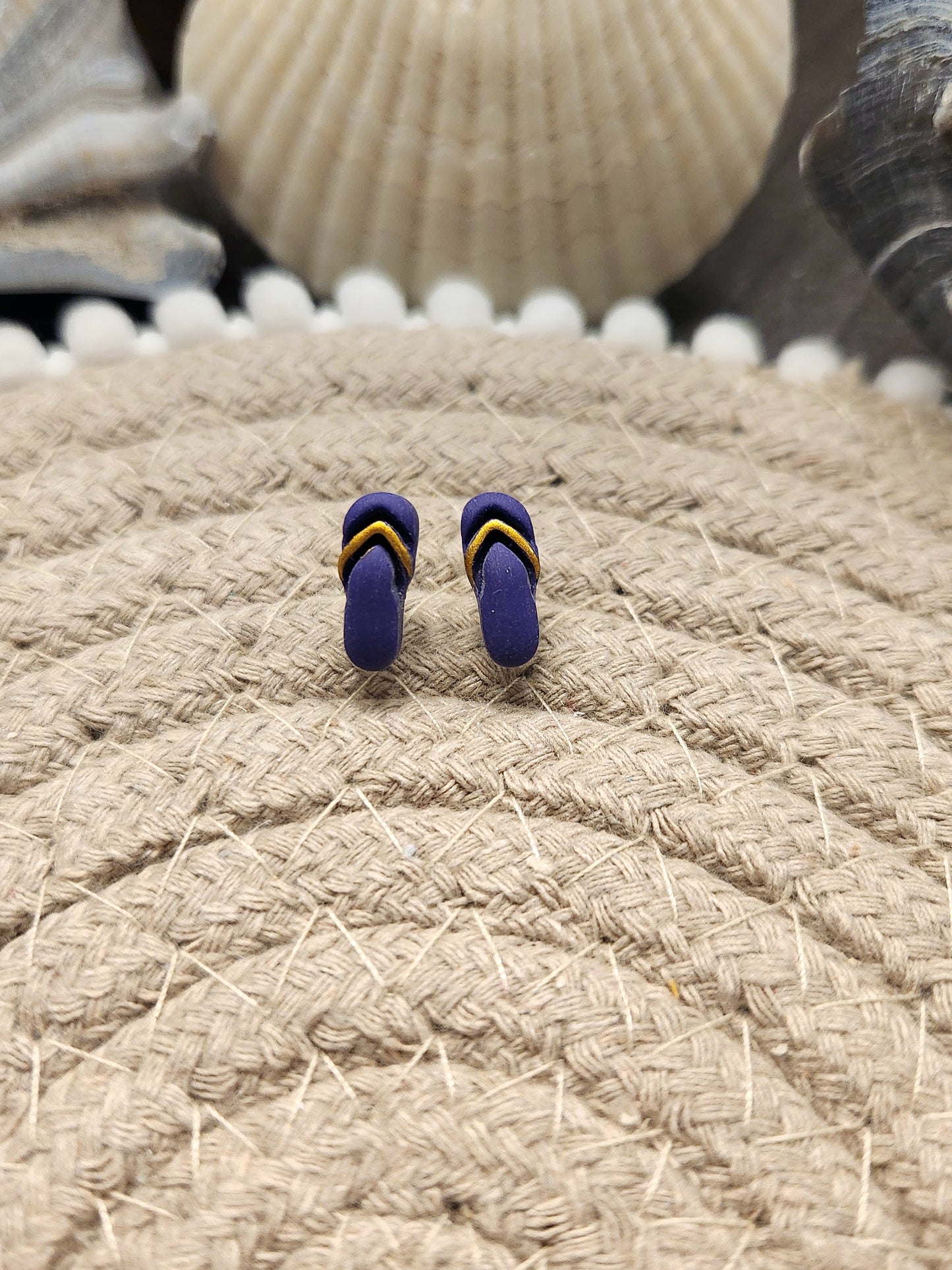 Purple and Gold Flip Flop Studs