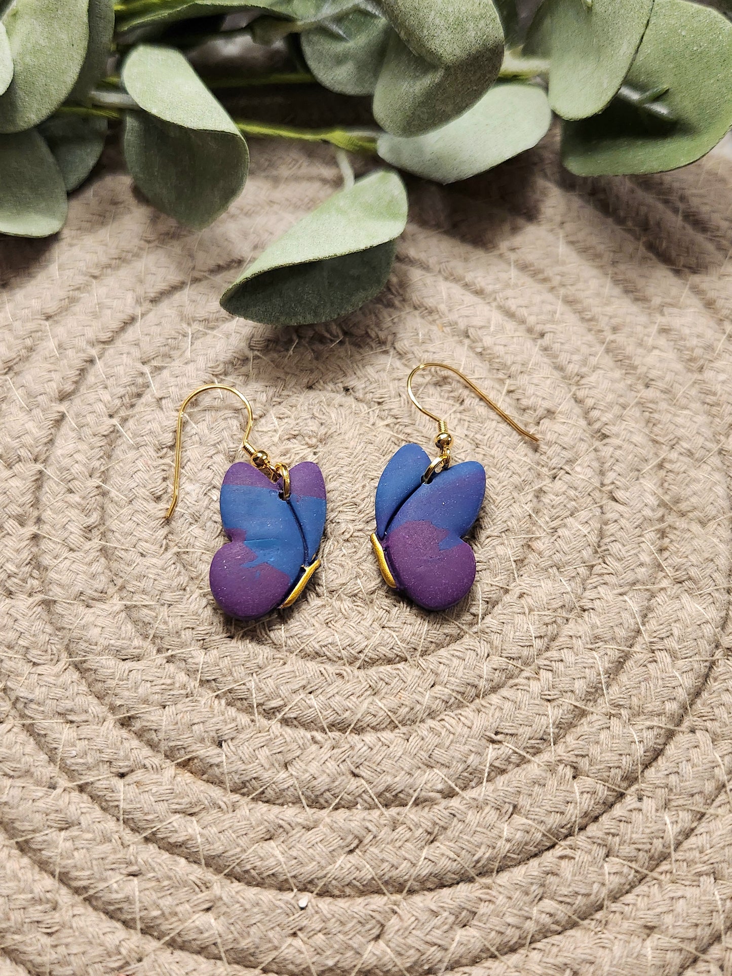 Purple and Blue Butterfly Dangles