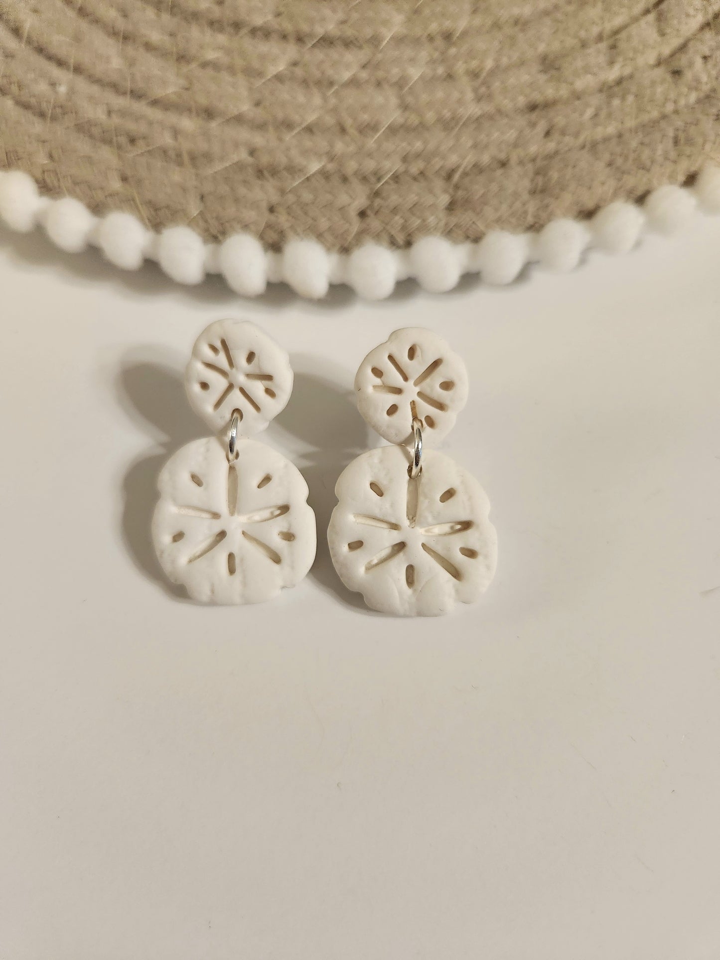 White Double Sand Dollar Dangles
