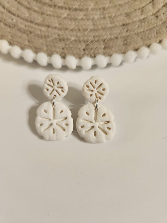 White Double Sand Dollar Dangles