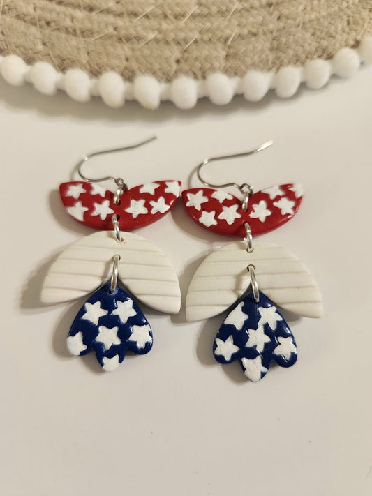 Stars and Stripes Petal Drop Dangles