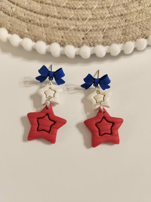 Red White Blue Star Dangles