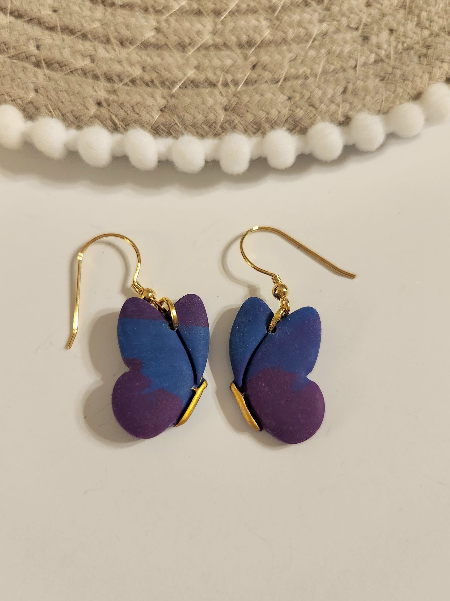 Purple and Blue Butterfly Dangles