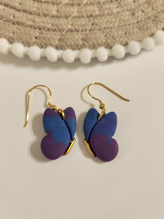 Purple and Blue Butterfly Dangles