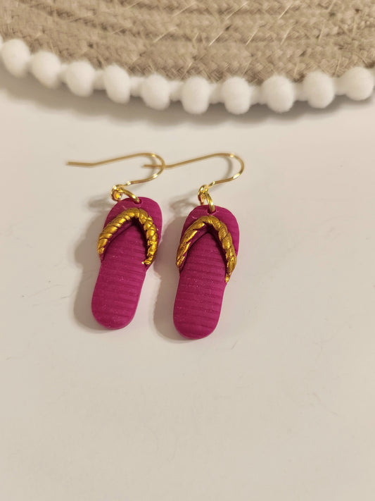 Pink and Gold Flip Flop Dangles