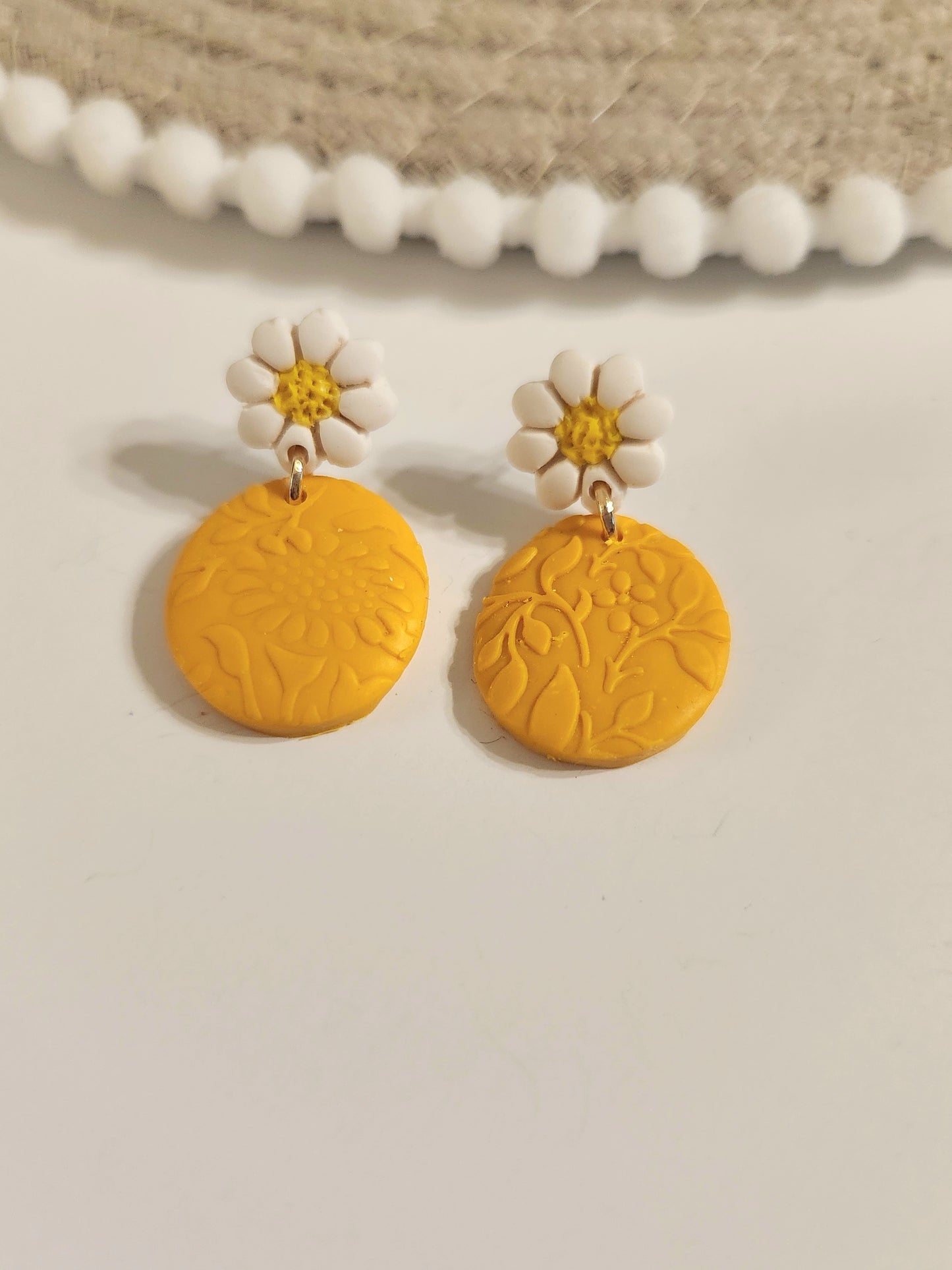 Daisy Yellow Oval Dangles