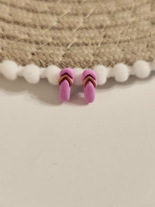 Pink and Gold Flip Flop Studs