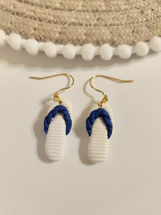 White and Navy Flip Flop Dangles