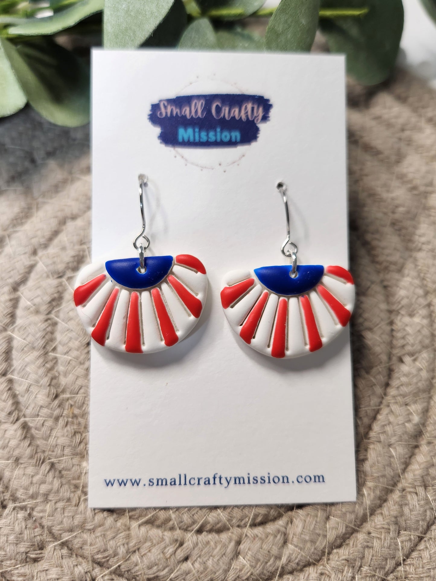 Red White Blue Half Sun Dangle Earrings