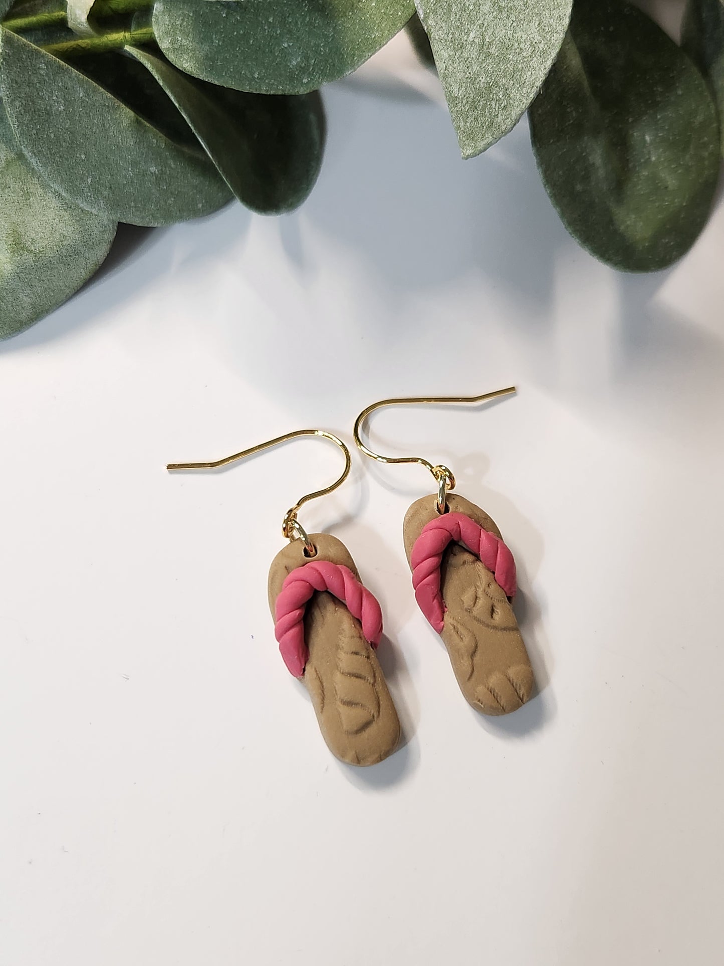 Flip Flop Dangle Earrings -Gold
