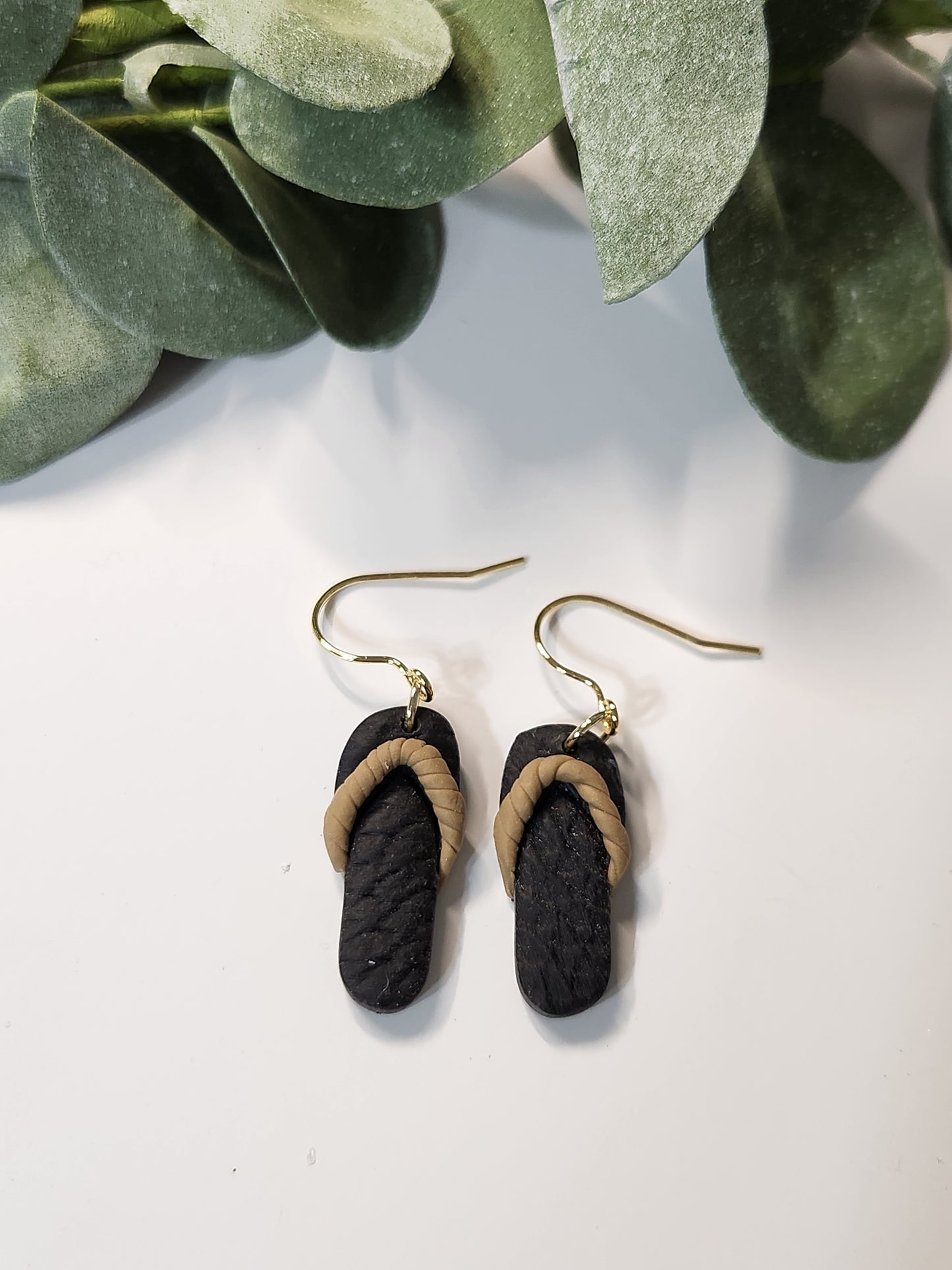 Flip Flop Dangle Earrings -Gold