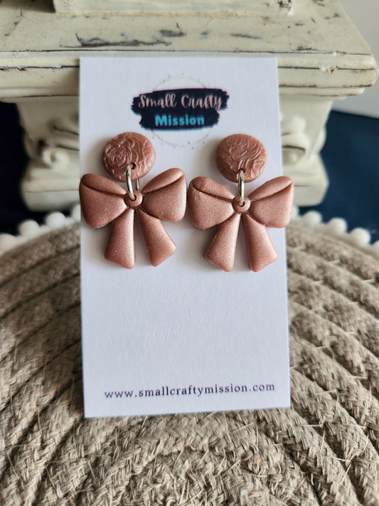 Pink Bow Dangles