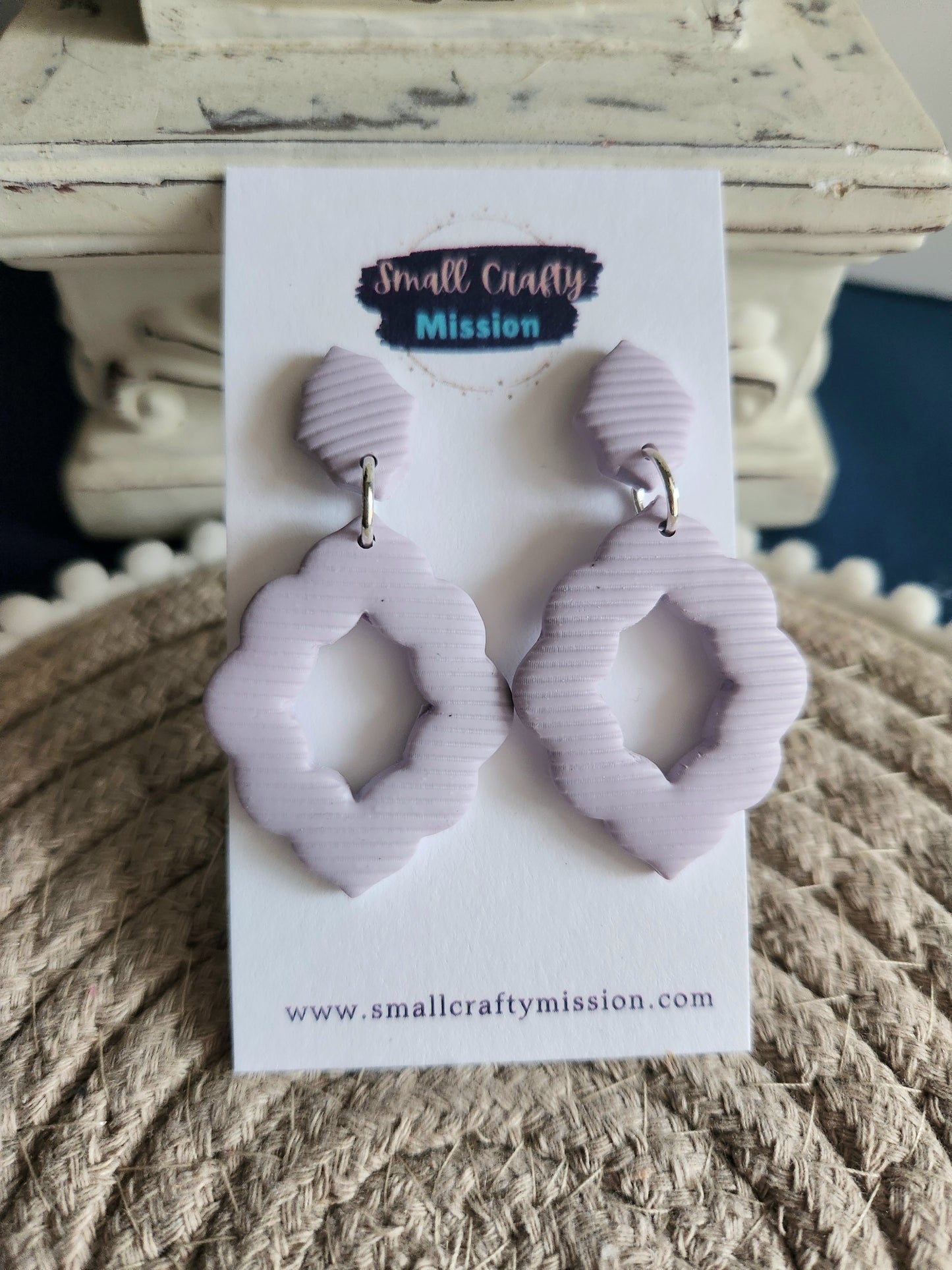 Lavender Striped Scallop Dangles