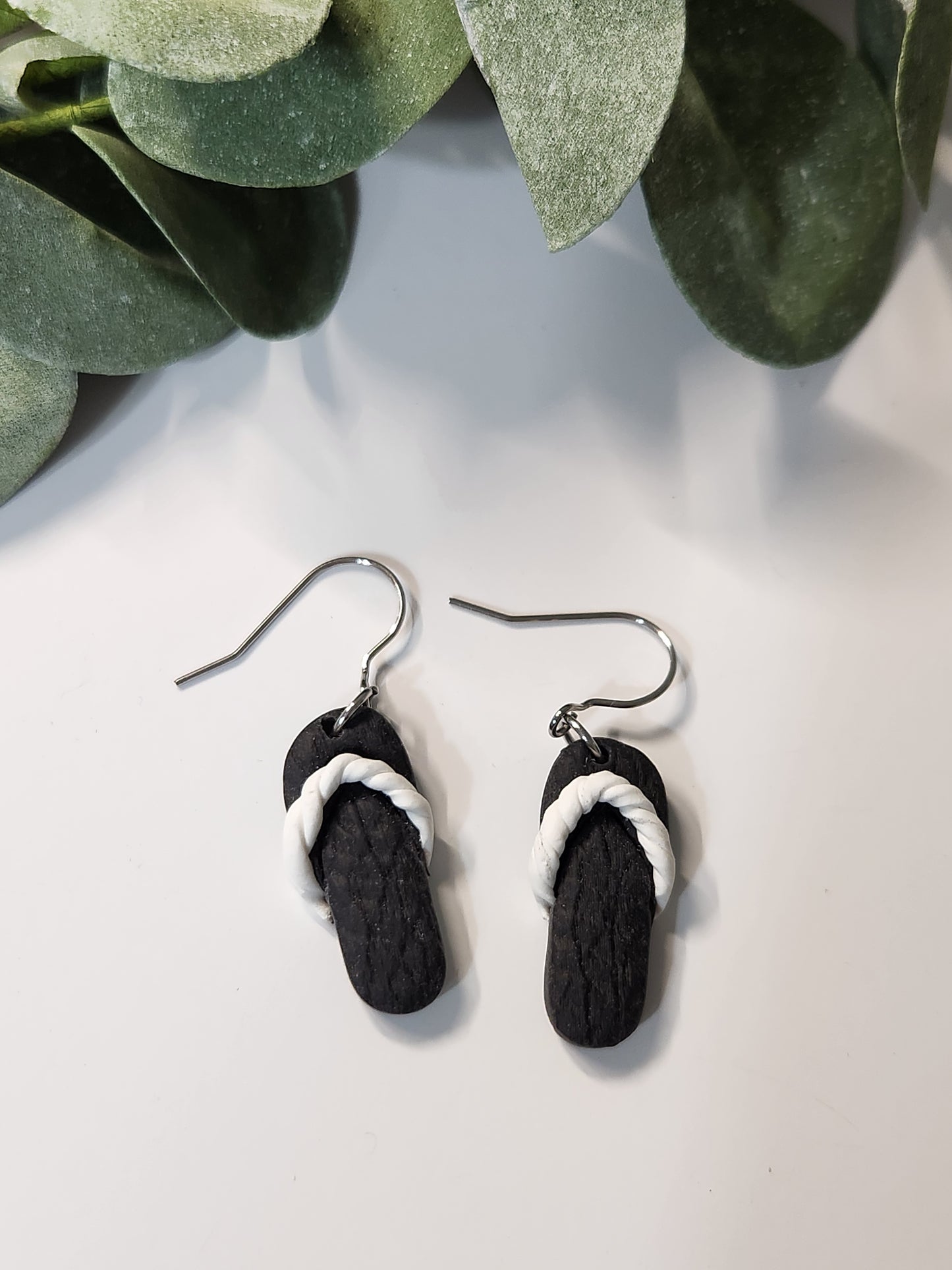 Flip Flop Dangle Earrings - Silver