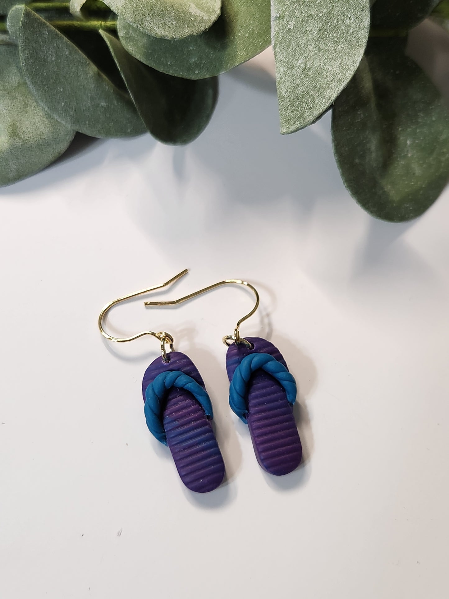 Flip Flop Dangle Earrings -Gold