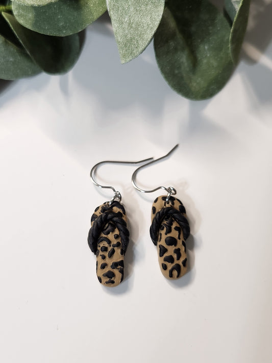 Flip Flop Dangle Earrings - Silver