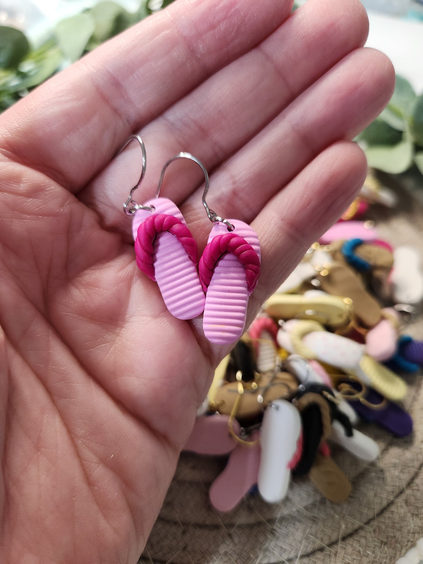 Flip Flop Dangle Earrings - Silver