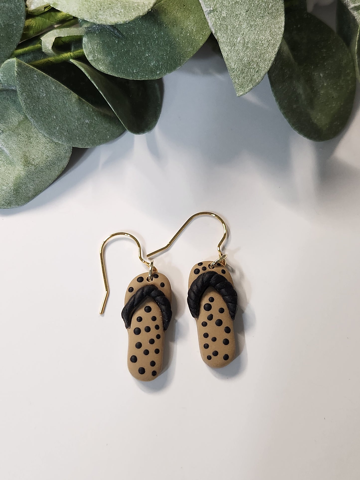 Flip Flop Dangle Earrings -Gold