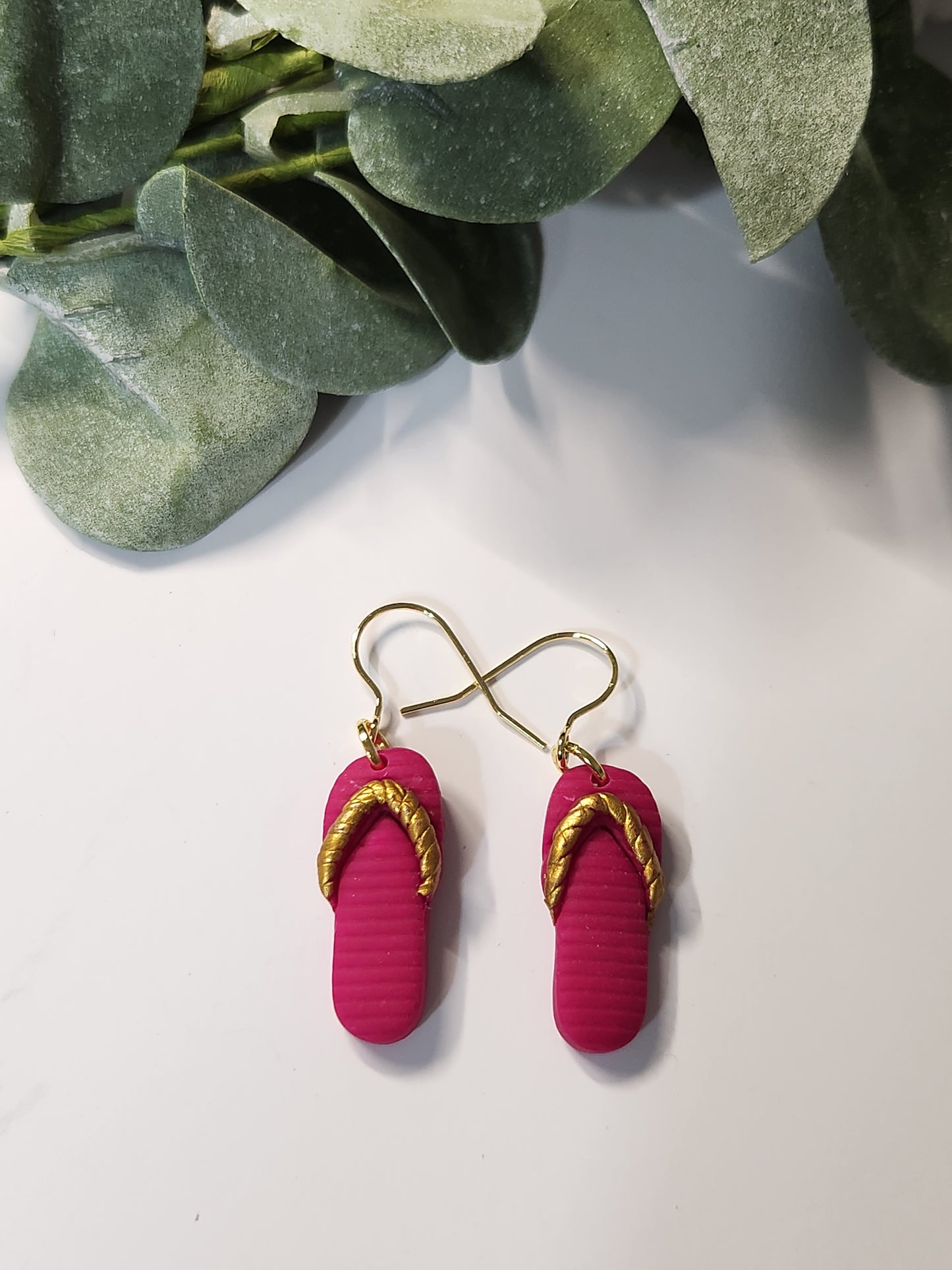 Flip Flop Dangle Earrings -Gold